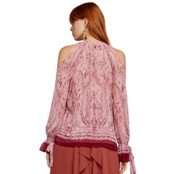 BCBG MAXAZRIA SESSILEE Baroque Paisley Halter Top Size XS $198 - Picture 3 of 6